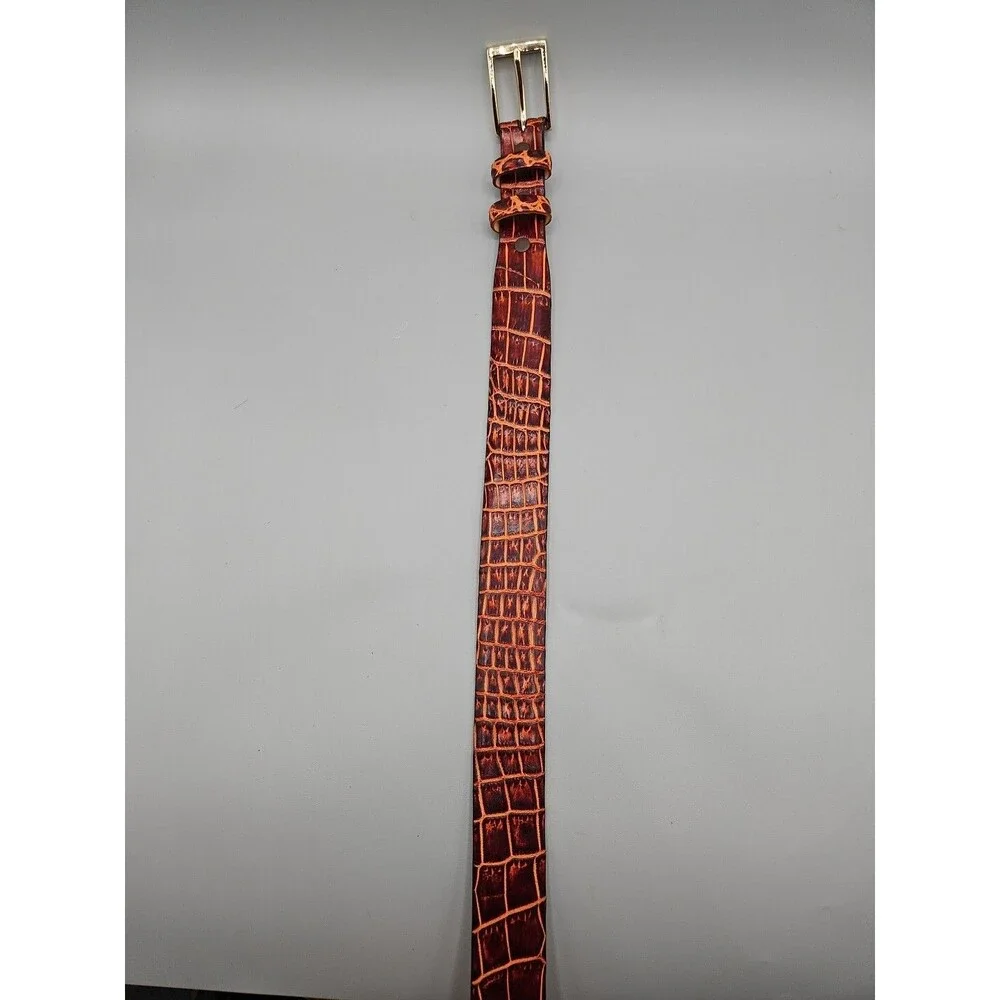 Louisiana Alligator Brown Leather Mens Tapered Belt Handcrafted In USA Size 32